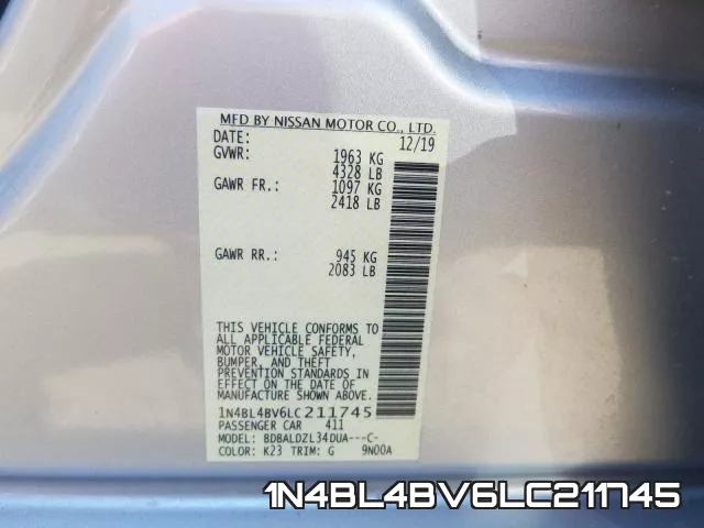 1N4BL4BV6LC211745 фото 2