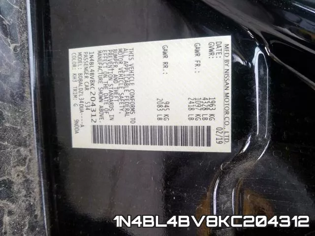 1N4BL4BV8KC204312 фото 2