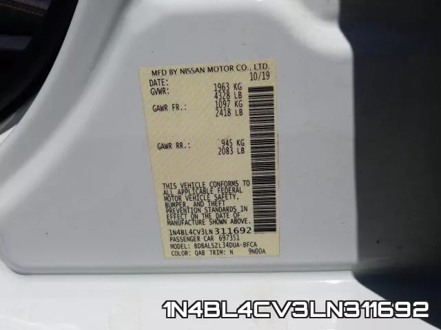1N4BL4CV3LN311692 фото 2
