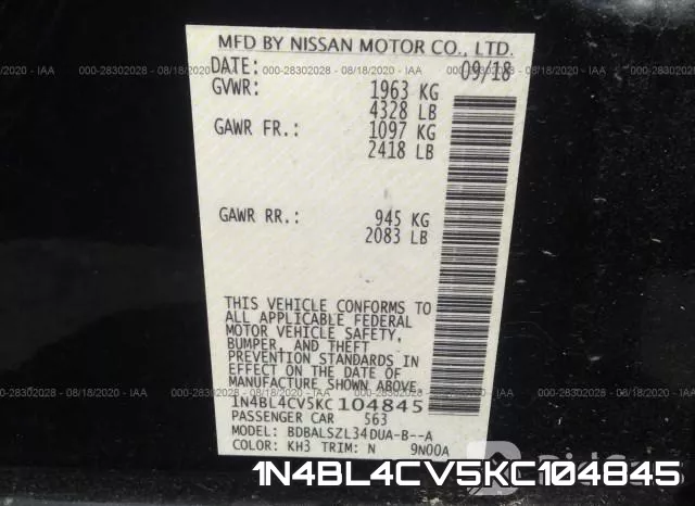 1N4BL4CV5KC104845 фото 10
