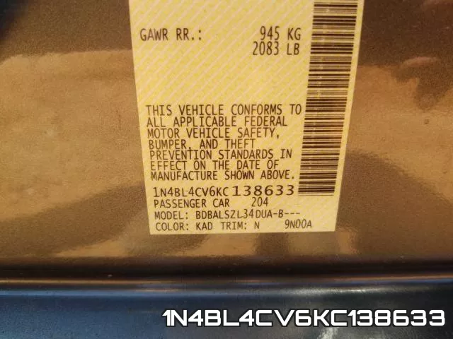 1N4BL4CV6KC138633 фото 2