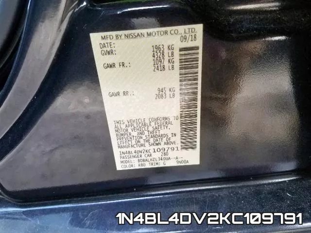 1N4BL4DV2KC109791 фото 2