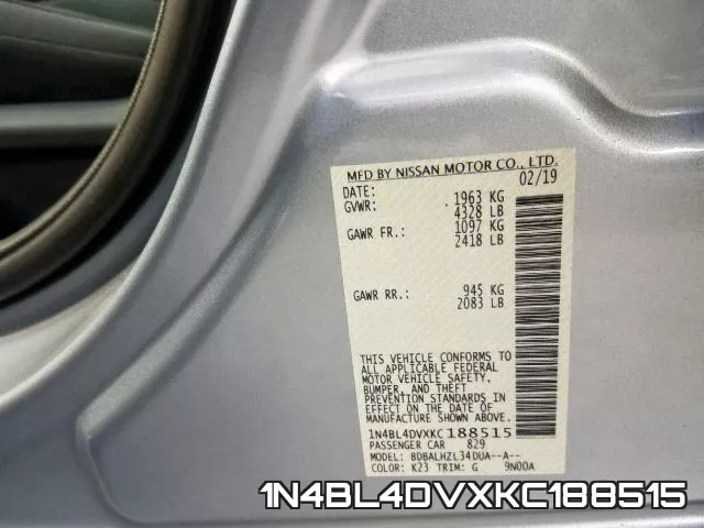 1N4BL4DVXKC188515 фото 2