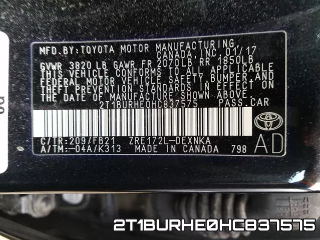 2T1BURHE0HC837575 фото 2
