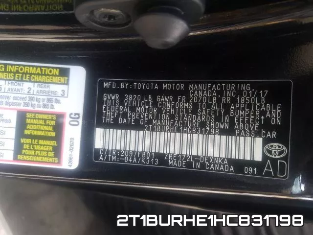 2T1BURHE1HC831798 фото 2