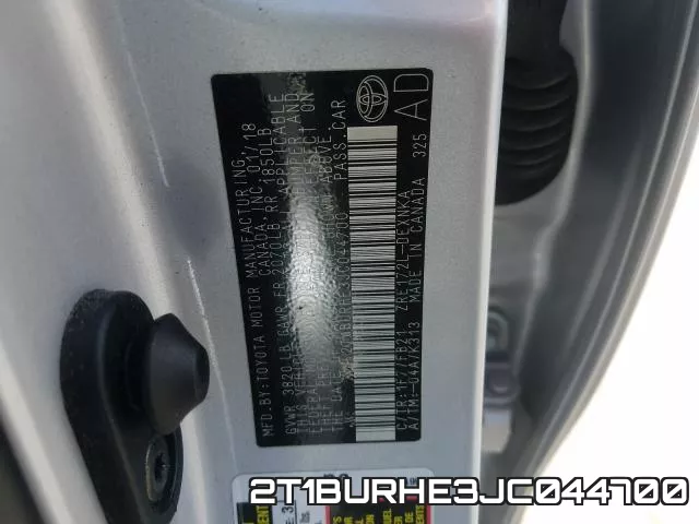 2T1BURHE3JC044700 фото 2