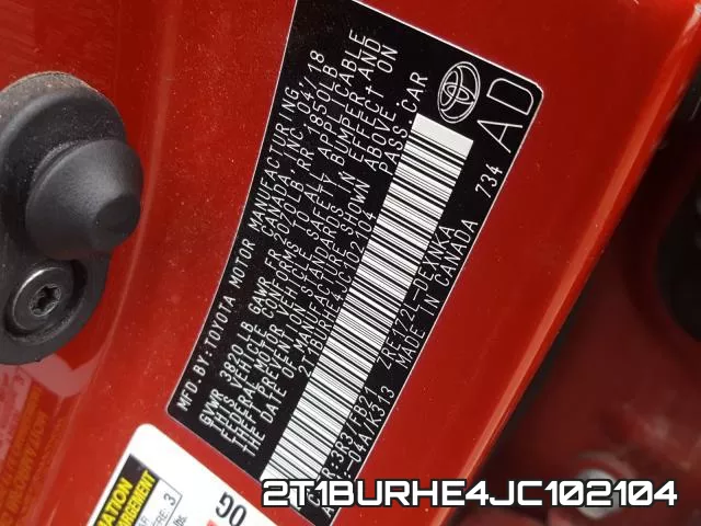 2T1BURHE4JC102104 фото 2