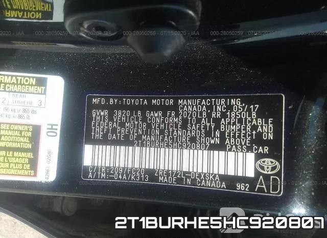 2T1BURHE5HC920807 фото 10