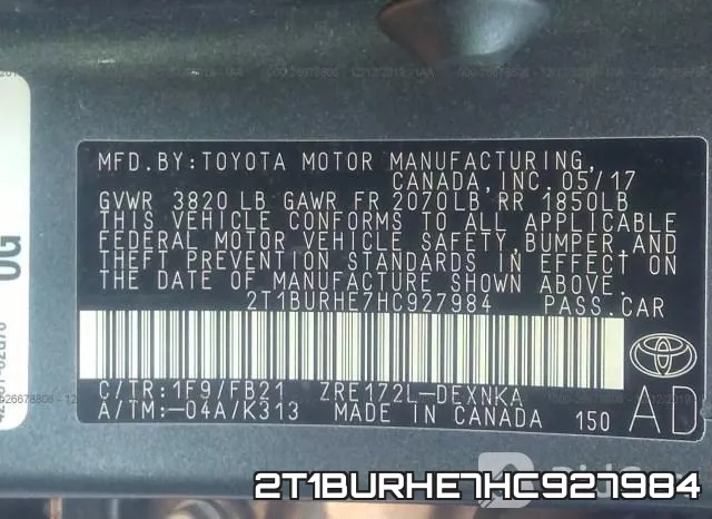 2T1BURHE7HC927984 фото 10