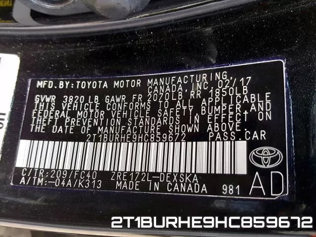 2T1BURHE9HC859672 фото 2