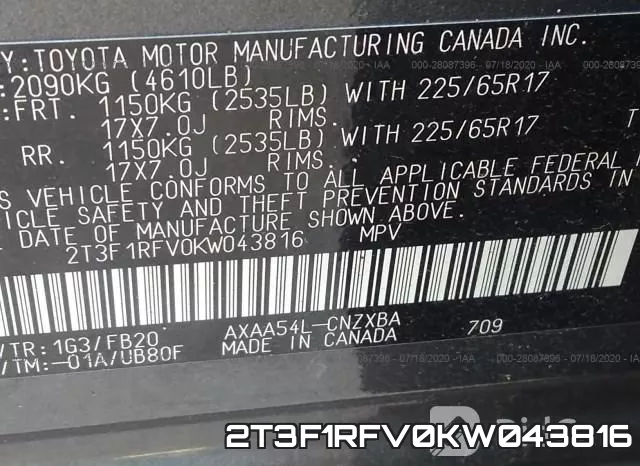 2T3F1RFV0KW043816 фото 10