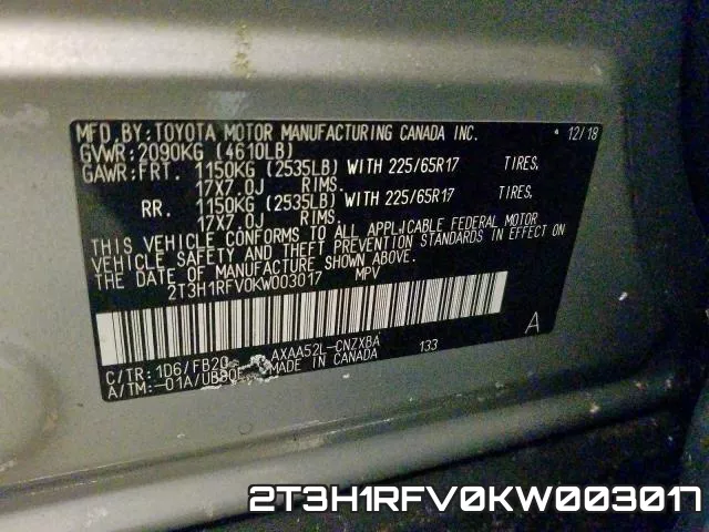 2T3H1RFV0KW003017 фото 2