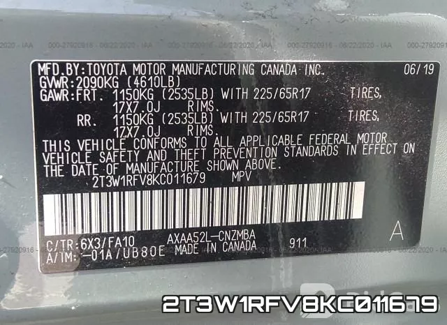 2T3W1RFV8KC011679 фото 10