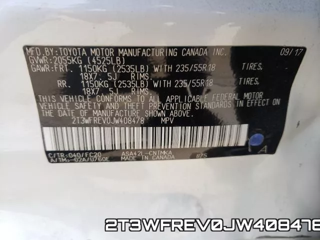 2T3WFREV0JW408478 фото 2