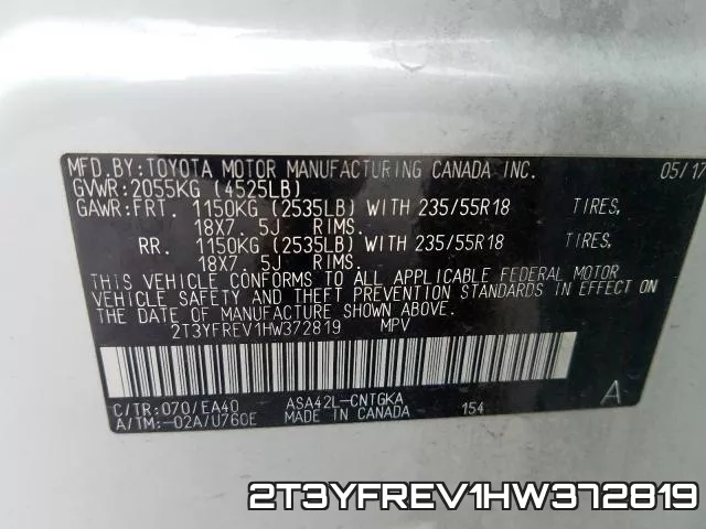 2T3YFREV1HW372819 фото 2