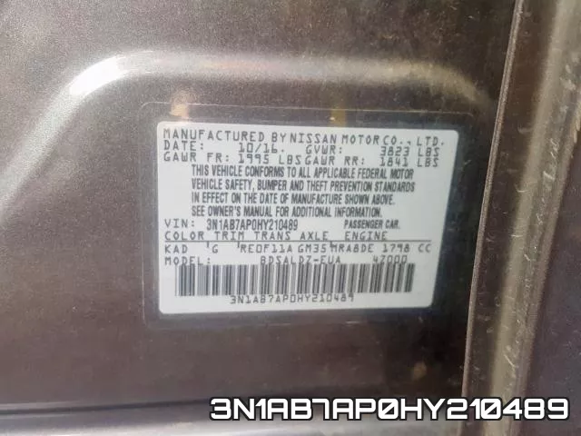 3N1AB7AP0HY210489 фото 2