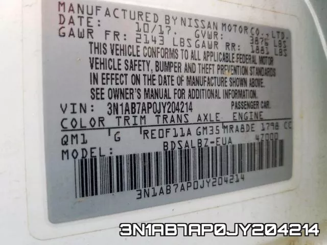 3N1AB7AP0JY204214 фото 2