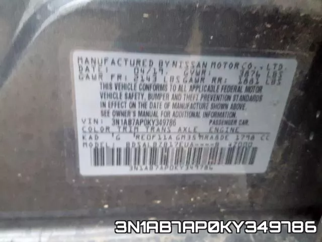 3N1AB7AP0KY349786 фото 2