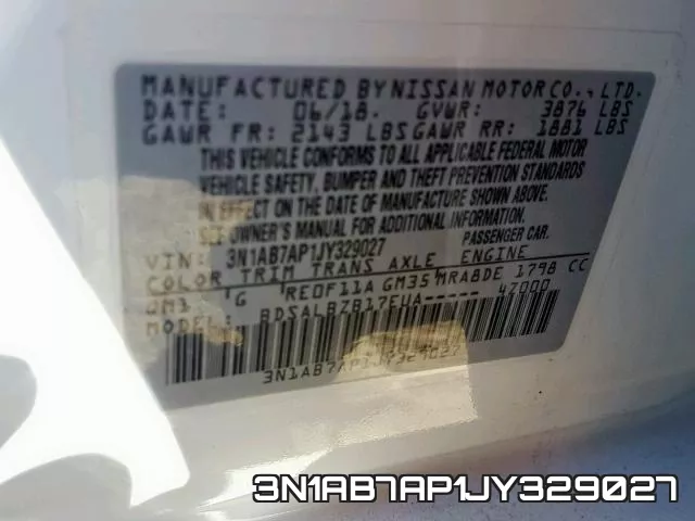 3N1AB7AP1JY329027 фото 2