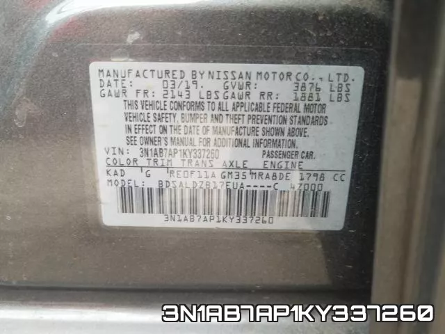 3N1AB7AP1KY337260 фото 2