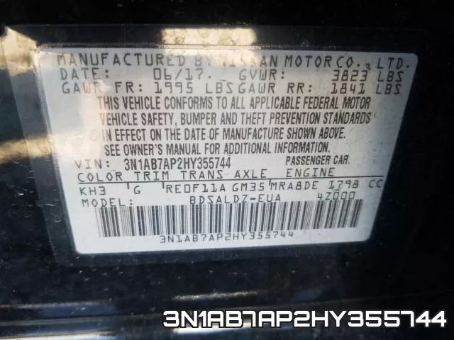 3N1AB7AP2HY355744 фото 2