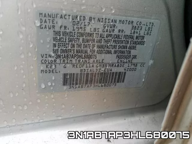 3N1AB7AP3HL680075 фото 2