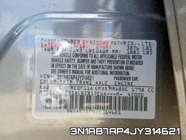 3N1AB7AP4JY314621 фото 2