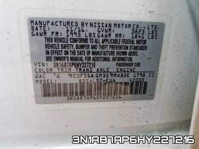 3N1AB7AP6HY227216 фото 2