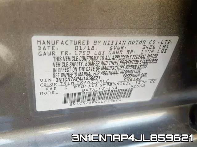 3N1CN7AP4JL859621 фото 2