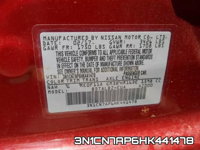 3N1CN7AP6HK441478 фото 2