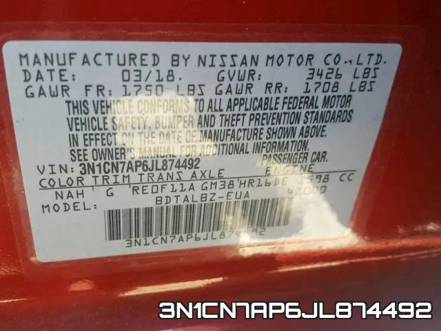 3N1CN7AP6JL874492 фото 2