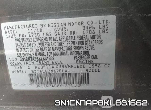 3N1CN7AP8KL831662 фото 10