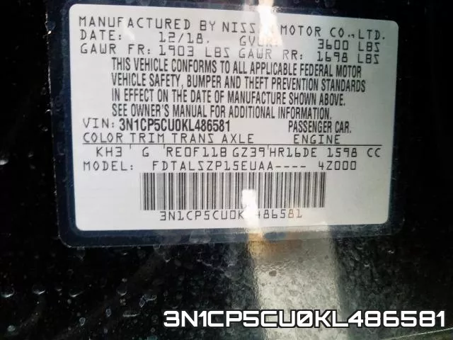 3N1CP5CU0KL486581 фото 2