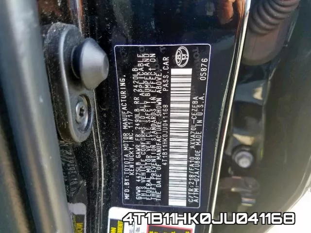 4T1B11HK0JU041168 фото 2
