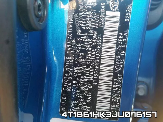 4T1B61HK3JU076157 фото 2