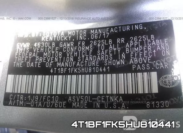 4T1BF1FK5HU810441 фото 10