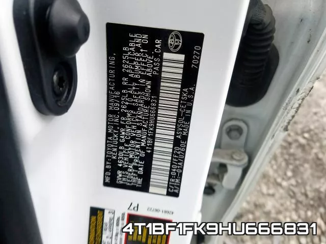 4T1BF1FK9HU666831 фото 2