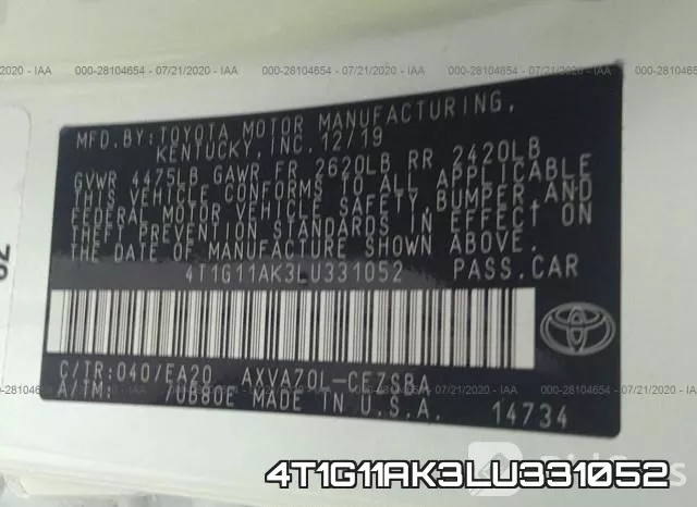 4T1G11AK3LU331052 фото 10