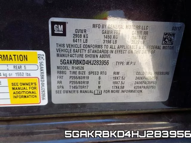 5GAKRBKD4HJ283956 фото 2