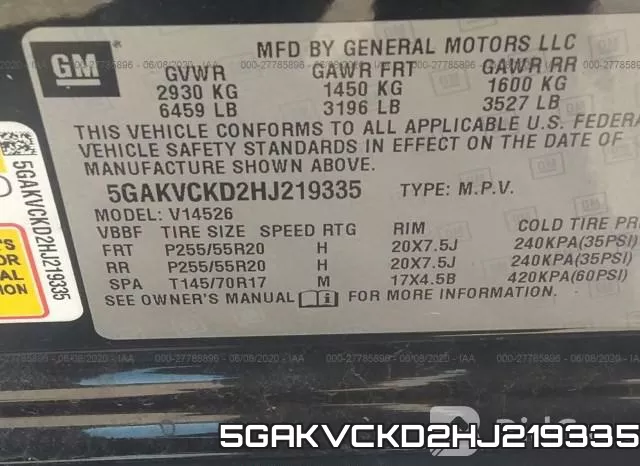 5GAKVCKD2HJ219335 фото 10