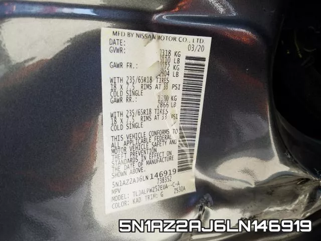 5N1AZ2AJ6LN146919 фото 2