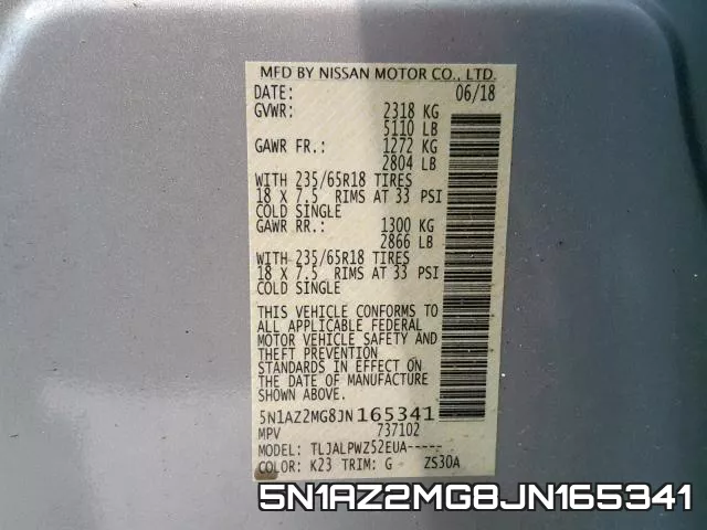 5N1AZ2MG8JN165341 фото 2