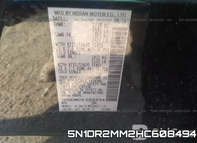 5N1DR2MM2HC608494 фото 10