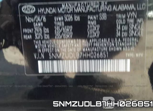 5NMZUDLB7HH026851 фото 10