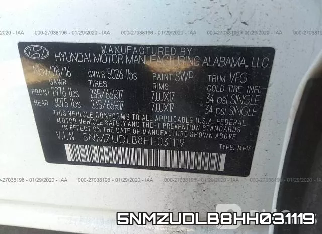 5NMZUDLB8HH031119 фото 10