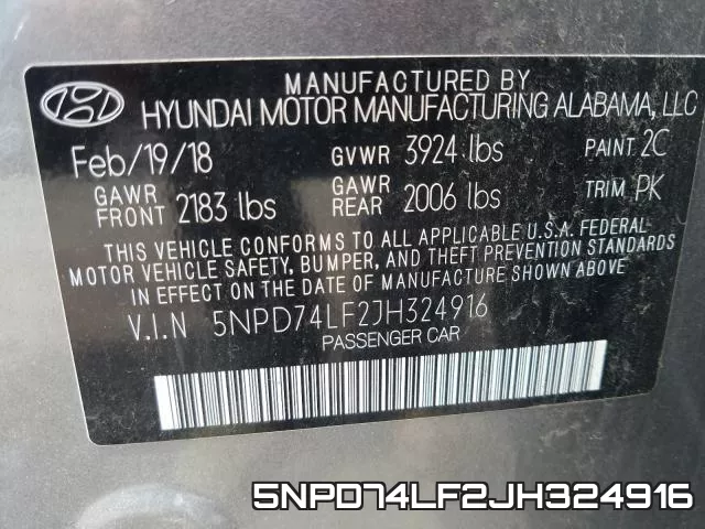 5NPD74LF2JH324916 фото 2