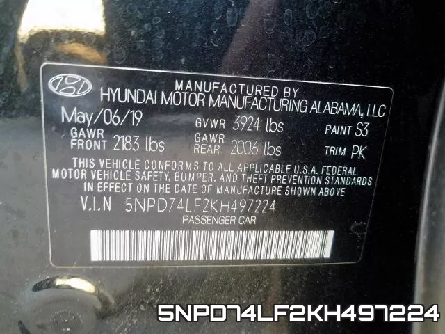 5NPD74LF2KH497224 фото 2