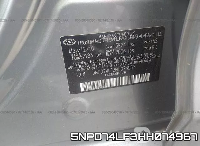 5NPD74LF3HH074967 фото 10