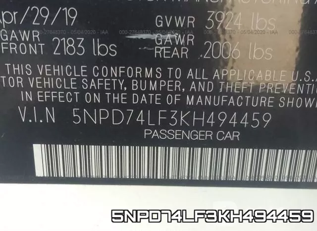 5NPD74LF3KH494459 фото 10