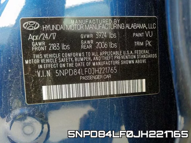 5NPD84LF0JH221765 фото 2